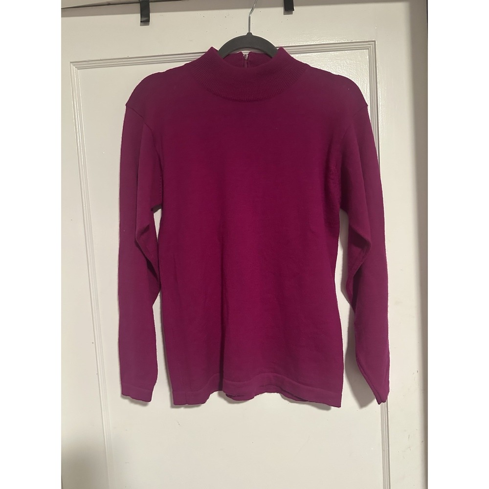 Doncaster Women's M 100% Merino Wool Pink Back Zip Sweater Warm Winter High Neck